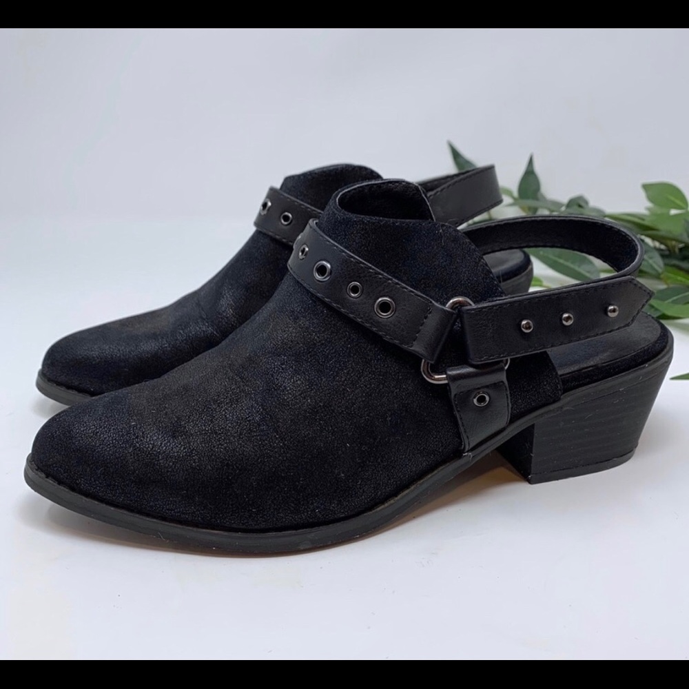 Black cut out booties